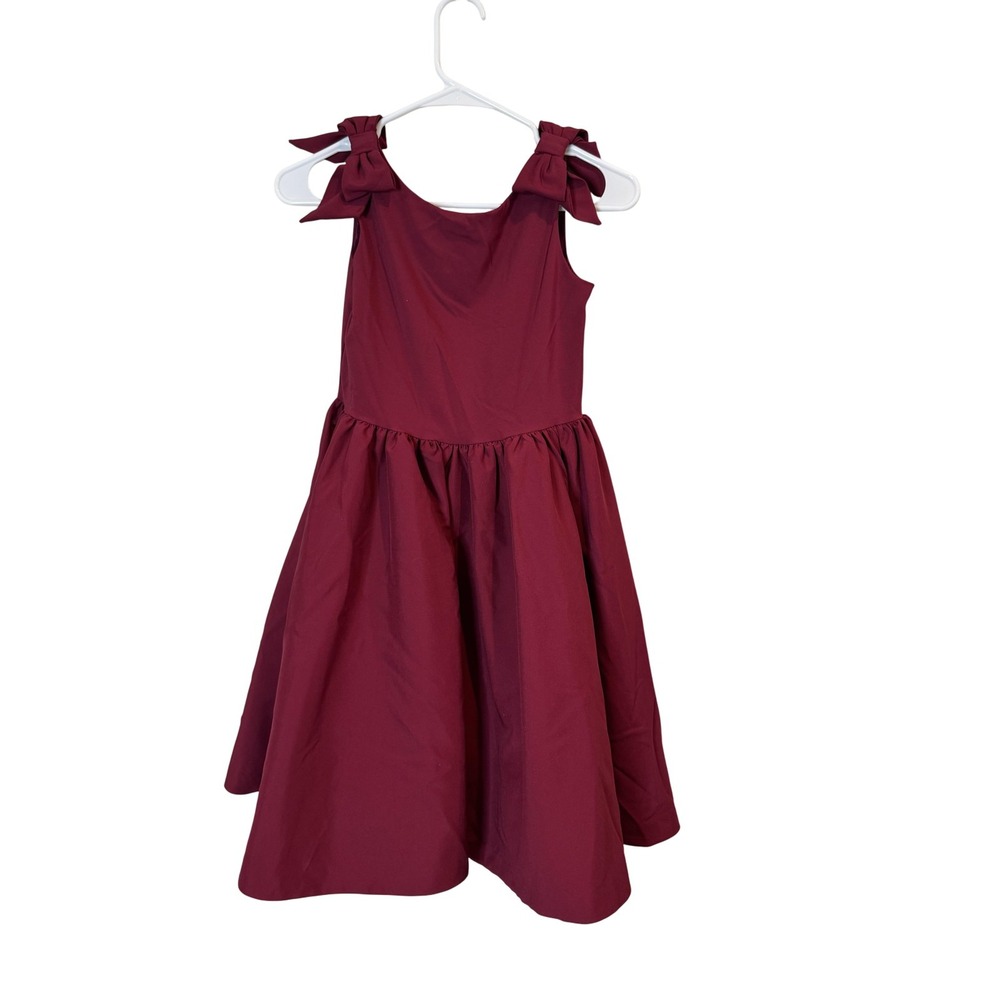 Janie and Jack Dress Girls 10 Burgundy Special Occasion Bow Shoulder Party Tulle